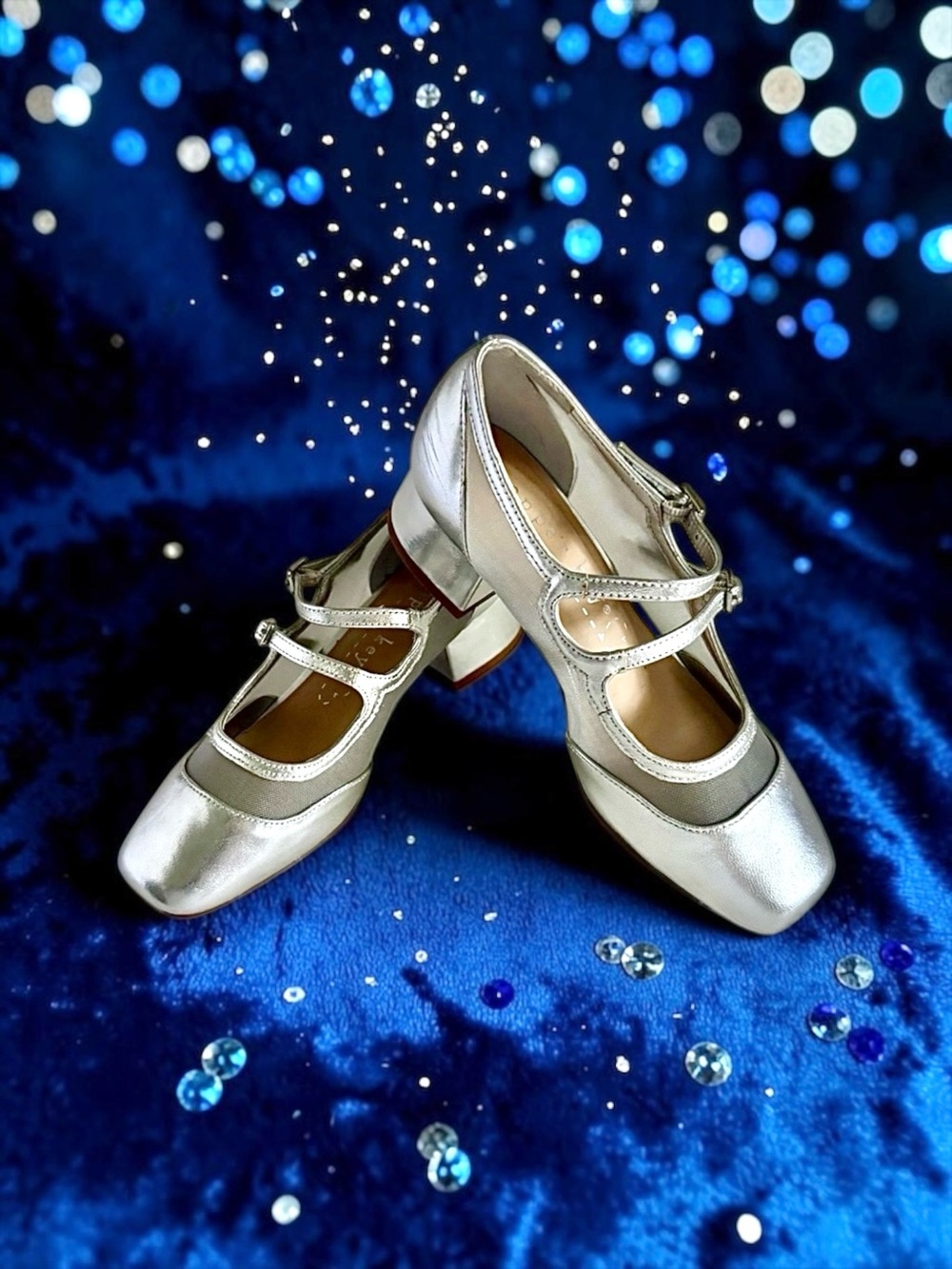 Copper Key Double‑Strap Heels Silver Girls 4M Leather Upper Like New